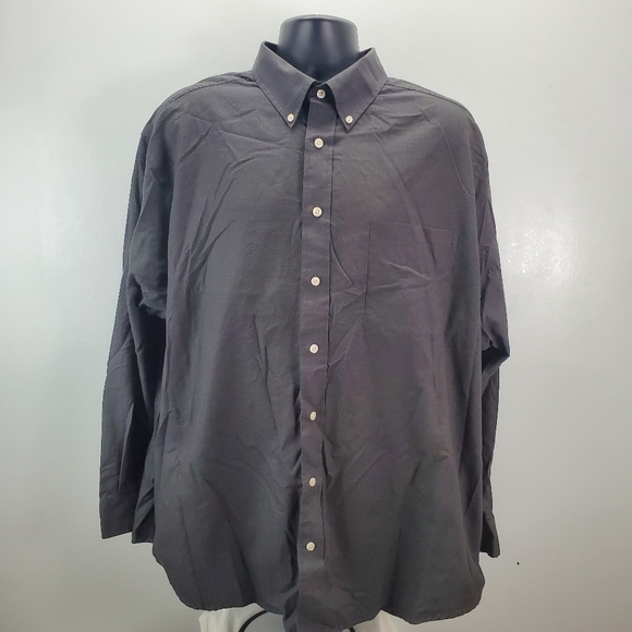 Roundtree & Yorke Men's 2XL XXL Dress Shirt Button Down Black Long Sleeve - Picture 2 of 9
